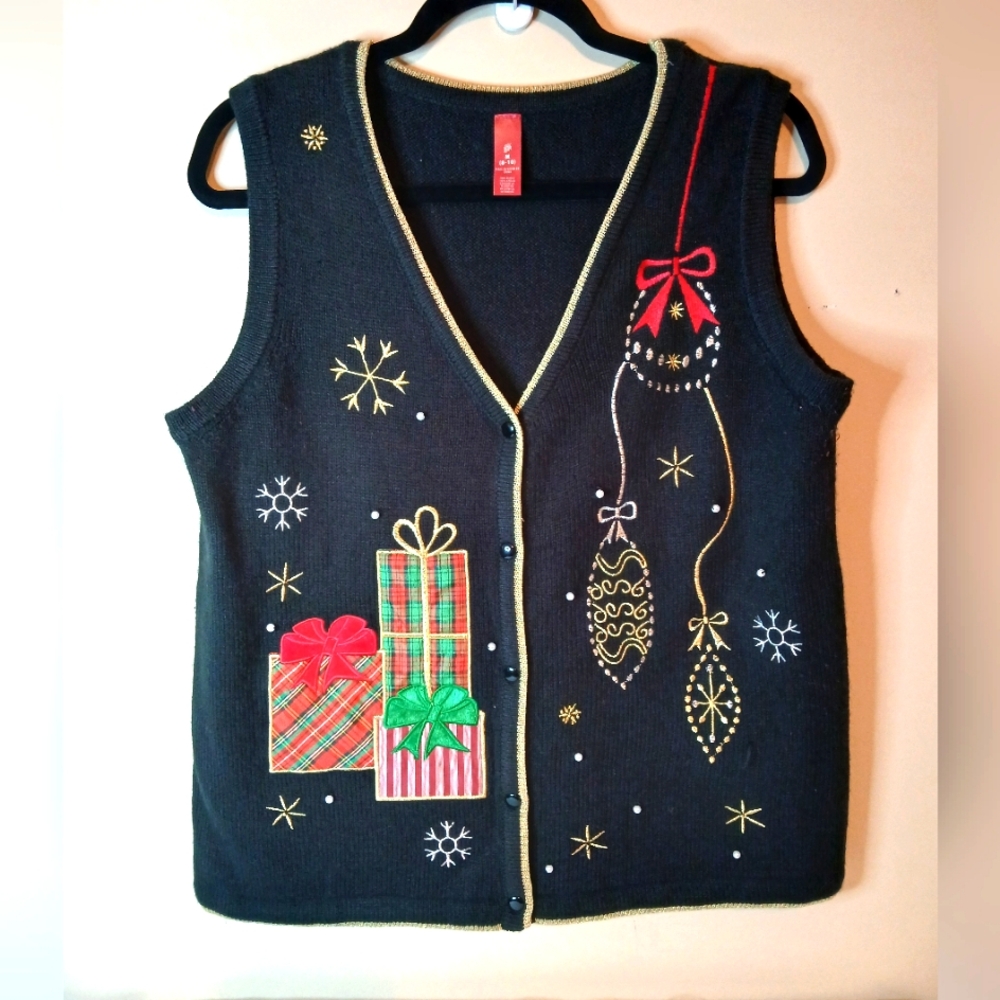 Vintage Christmas Vest Ugly Christmas Sweater womens size Medium